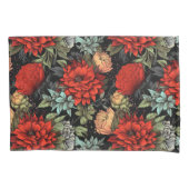 Dark Academia Maximalist Red Dahlia Floral Kissenbezug (Vorderseite)