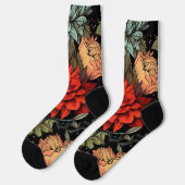 Dark Academia Maximalist Red Dahlia Floral Socken (Linkes Detail)