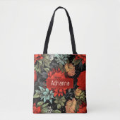Dark Academia Maximalist Red Dahlia Floral Tasche (Vorderseite)