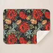 Dark Academia Maximalist Red Dahlia Sherpa Blanket Sherpadecke (Vorderseite (Horizontal))