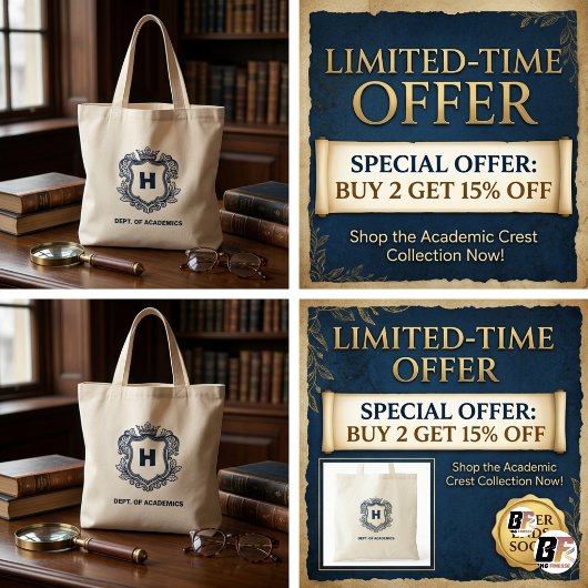 Dark-Academia-Monogramm-Wappen-Leinwand Tragetasche