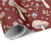 Dark Academia Plum Red Fungi Seamless Luxury Geschenkpapier (Rolleneckpunkt)