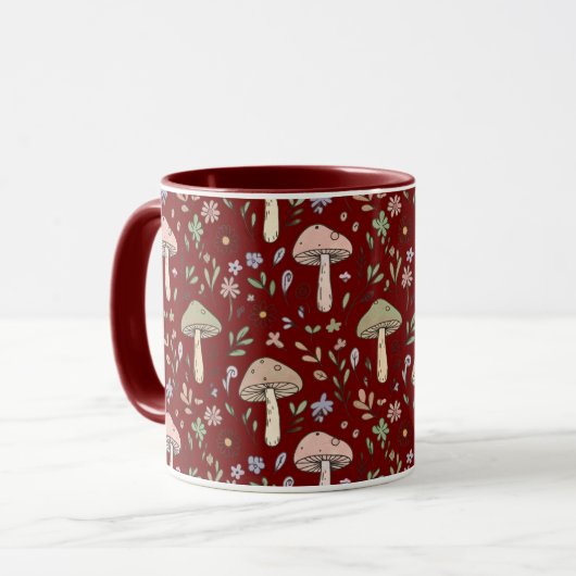 Dark Academia Plum Red Fungi Seamless Luxury Tasse (Vorderseite Links)