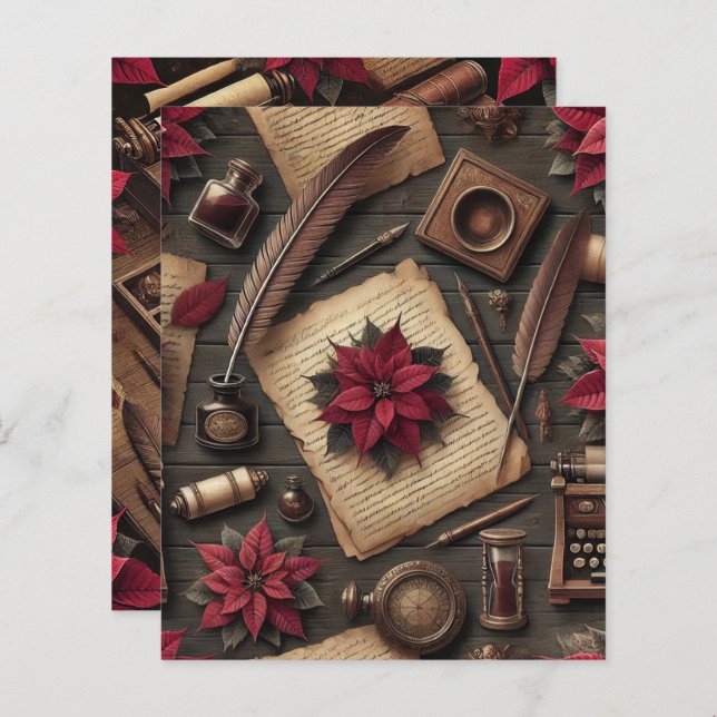 Dark Academia Poinsettia Desk Scrapbook (Vorne/Hinten)