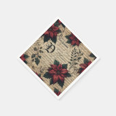 Dark Academia Poinsettia Parchupage Serviette (Ecke)