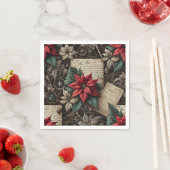 Dark Academia Poinsettia Stationery Decoupage Serviette (Beispiel)
