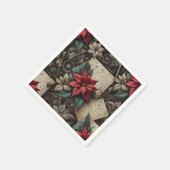 Dark Academia Poinsettia Stationery Decoupage Serviette (Ecke)