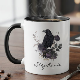 Dark Academia Raven Floral Moody Gothic Tasse