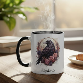 Dark Academia Raven Gothic Floral Tasse