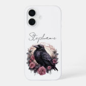 Dark Academia Raven Mauve Floral iPhone 16 Hülle (Rückseite)