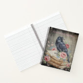 Dark Academia Raven Pink Floral Spiral Notizblock (Innenseite)