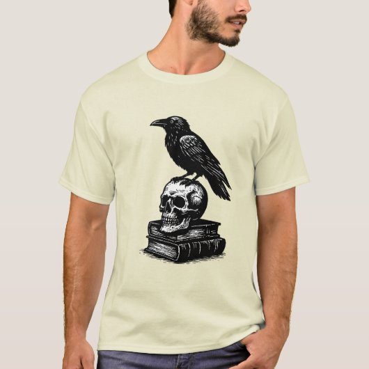 Dark Academia Raven & Skull on Ancient Tome Books T-Shirt (Vorderseite)