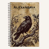 Dark Academia Raven Vintage Script Notizblock (Vorderseite)