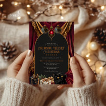 Dark Academia Red Velvet Christmas Invitation
