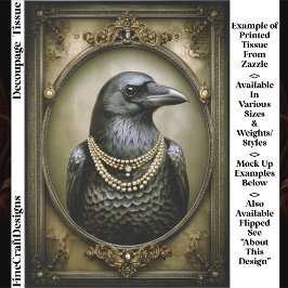 Dark Academia Regal Raven & Pearls ET1R Decoupage Seidenpapier