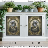 Dark Academia Regal Raven & Pearls ET1R Decoupage Seidenpapier