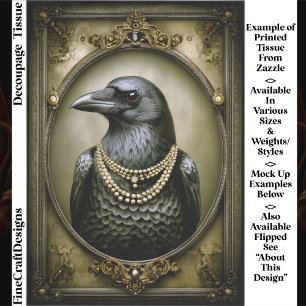 Dark Academia Royal Raven & Perlen ET1L Decoupage Seidenpapier