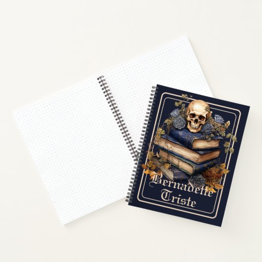 Dark Academia Skull Book Ästhetische Name Sentimen Notizblock (Innenseite)
