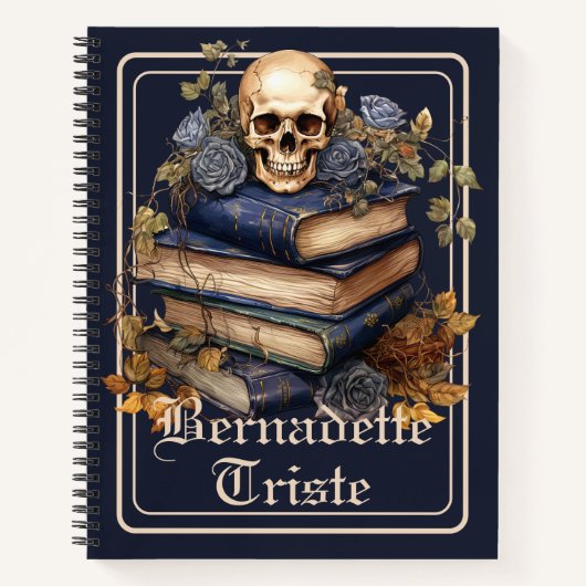 Dark Academia Skull Book Ästhetische Name Sentimen Notizblock (Vorderseite)