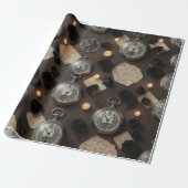 Dark Academia Taschenuhr Geschenkpapier (Ungerollt)