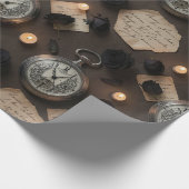 Dark Academia Taschenuhr Geschenkpapier (Ecke)