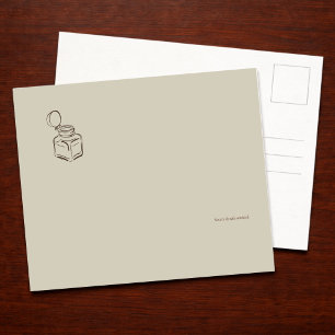 Dark Academia Tintenfass – Minimalistische Vintage Feiertagspostkarte