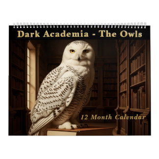 Dark Academia Vintage Owl Oil Portraits Gothic Kalender