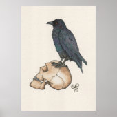 Dark Academia Watercolour Raven Skull Art Poster (Vorne)