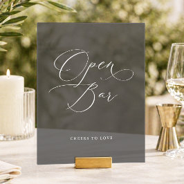 Dark Acrylic Wedding Open Bar Sign  Acrylschild