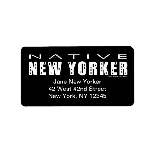 Dark Address Label des Native New Yorker Adressaufkleber (Vorne)
