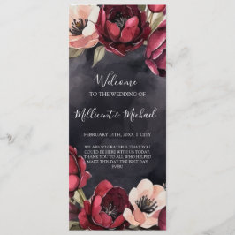 DARK AESTHETIC FLORAL RED & BLACK WEDDING PROGRAMM