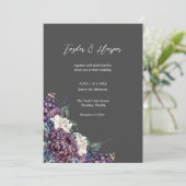 Dark Aesthetic Goth Wedding Bouquet Einladung (Stehend Vorderseite)