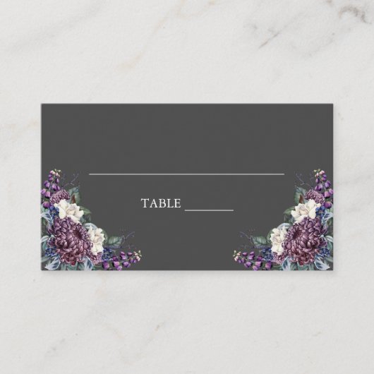 Dark Aesthetic Goth Wedding Bouquet Platzkarte (Vorderseite)