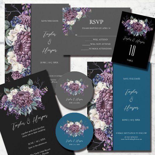 Dark Aesthetic Goth Wedding Bouquet Save The Date