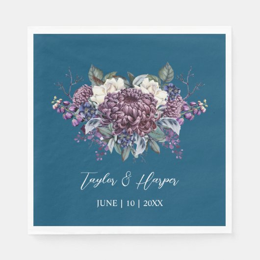 Dark Aesthetic Goth Wedding Bouquet Serviette (Vorderseite)