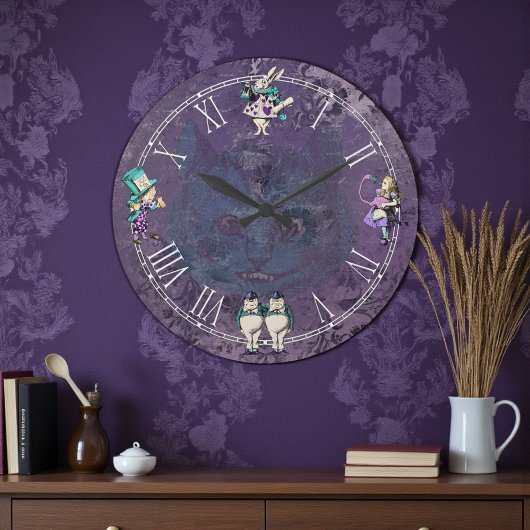 Dark Alice Deep Purple Wonderland Große Wanduhr