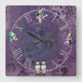 Dark Alice Deep Purple Wonderland Quadratische Wanduhr (Vorderseite)