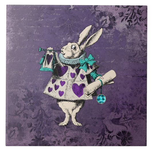 Dark Alice Rustic Deep Purple Rabbit Fliese (Vorderseite)