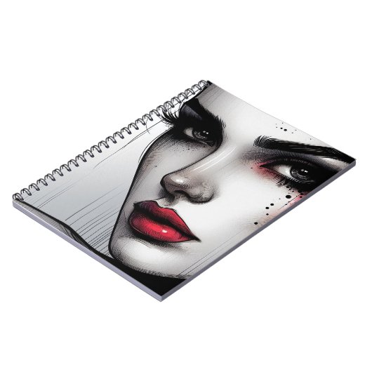 Dark Allure Gothic - Dramatisch Rote Lippen Notizblock (Linke Seite)