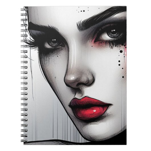 Dark Allure Gothic - Dramatisch Rote Lippen Notizblock (Vorderseite)