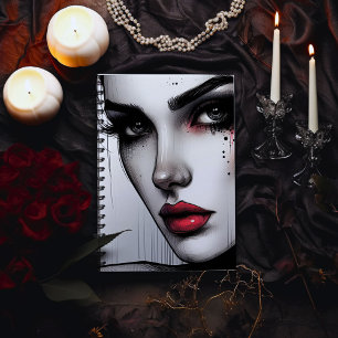 Dark Allure Gothic - Dramatisch Rote Lippen Notizblock
