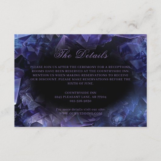 Dark Amethyst Boho Witch Crystals Black Wedding Begleitkarte (Vorderseite)