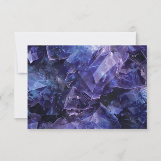 Dark Amethyst Boho Witch Crystals Black Wedding RSVP Karte (Rückseite)