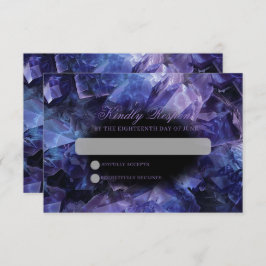 Dark Amethyst Boho Witch Crystals Black Wedding RSVP Karte