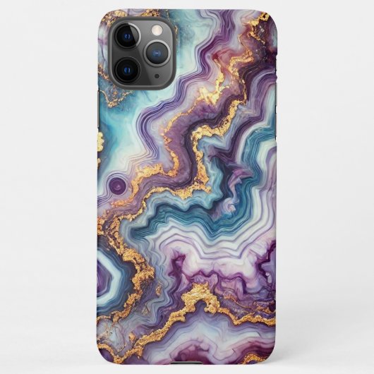 Dark Amethyst Lila Aquamarines blaues Goldmarmor-M iPhone Hülle (Rückseite)