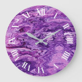 Dark Amethyst Marble Melt Große Wanduhr (Vorderseite)