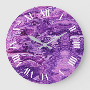 Dark Amethyst Marble Melt Große Wanduhr