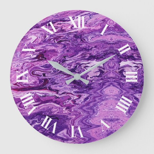Dark Amethyst Marble Melt Große Wanduhr (Vorderseite)