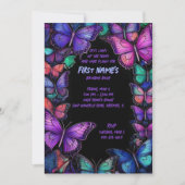 Dark Amethyst Wings Birthday Einladung (Vorderseite)