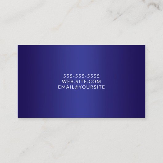 Dark and Deep Blue Ombre Elegantes Skript Visitenkarte (Rückseite)